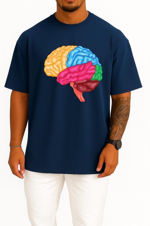 Oversize Human Brain Anatomy Göğüs Tasarımlı Unisex T-Shirt