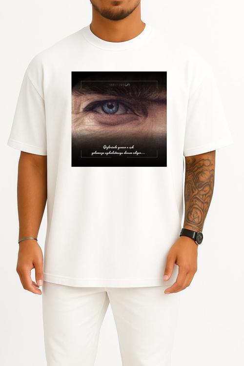 Oversize 10 Kasım Atatürk Göğüs Tasarımlı Unisex T-Shirt