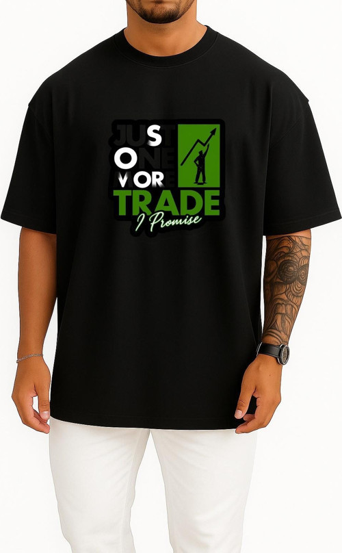 Oversize Investor Stock Market Trader Sticker Göğüs Tasarımlı Unisex T-Shirt