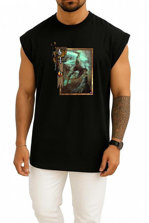 Oversize Gwent The Witcher Card Game The Witcher Göğüs Tasarımlı Atlet