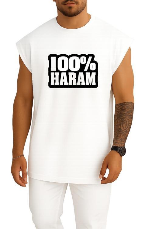 Oversize Yüzde Yüz Haram Bro Göğüs Tasarımlı Atlet