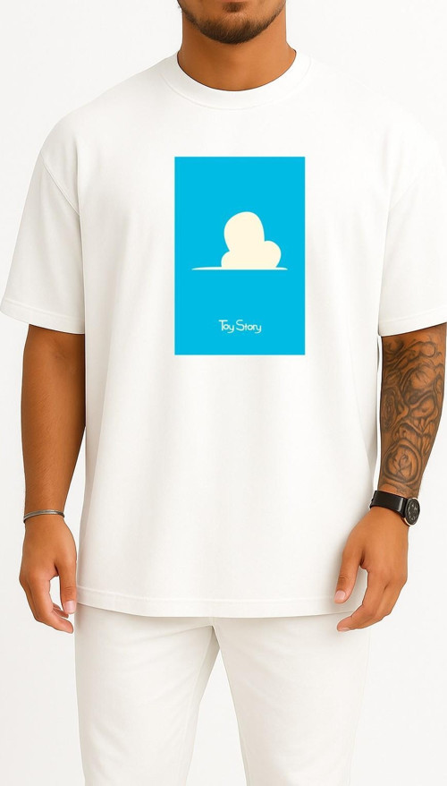 Oversize Toy Story Blue Background Göğüs ve Sırt Tasarımlı Unisex T-Shirt