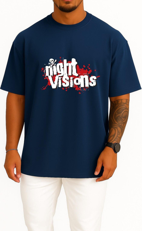 Oversize Night Visions Film Festival Göğüs ve Sırt Tasarımlı Unisex T-Shirt