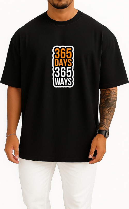 Oversize 365 Days 365 Ways Göğüs Tasarımlı Unisex T-Shirt