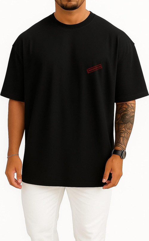 Oversize Confidentiality Secrecy Document Cep ve Sırt Tasarımlı Unisex T-Shirt