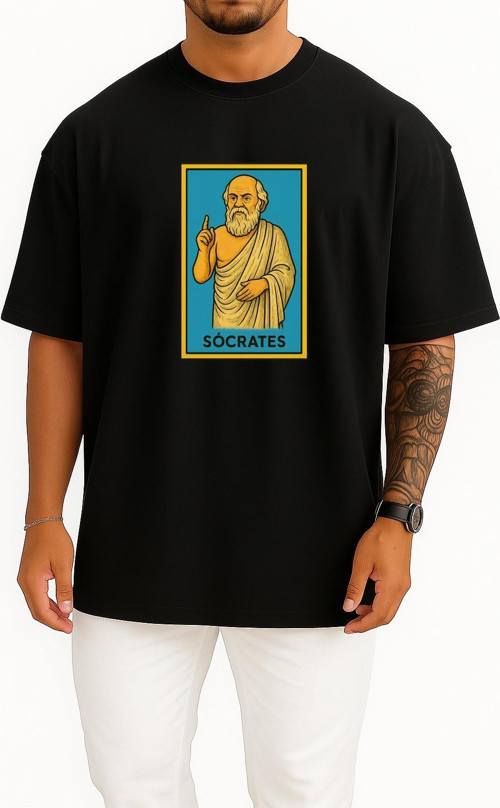 Oversize Socrates Filozof Göğüs Tasarımlı Unisex T-Shirt