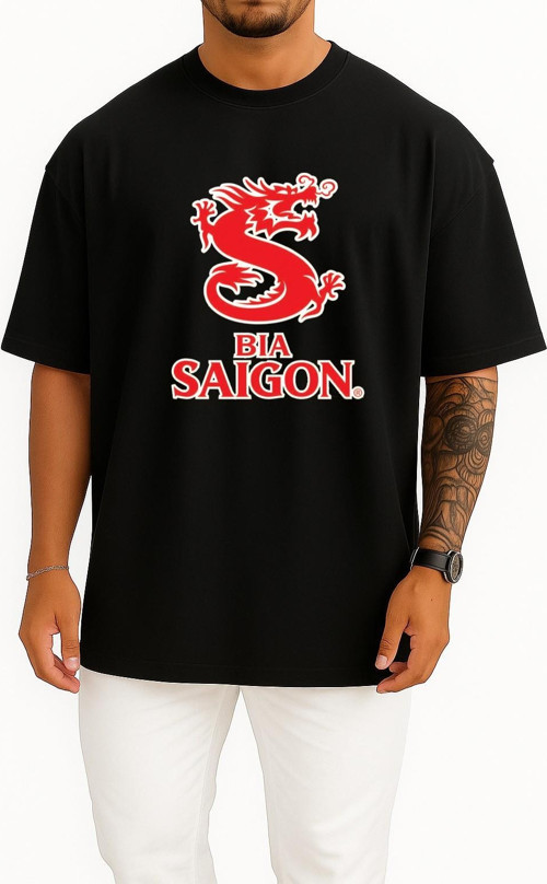 Oversize Ho Chi Minh Bia Saigon Göğüs Tasarımlı Unisex T-Shirt