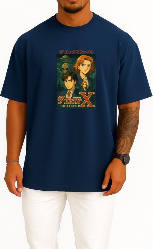 Oversize Mulder And Scully, Nostalgic İntrigue Göğüs Tasarımlı Unisex T-Shirt