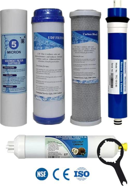 Açık Kasa Su Arıtma Cihazı 80 GPD Domestic Membranlı 5 Aşama Karbonlu Filtre Seti