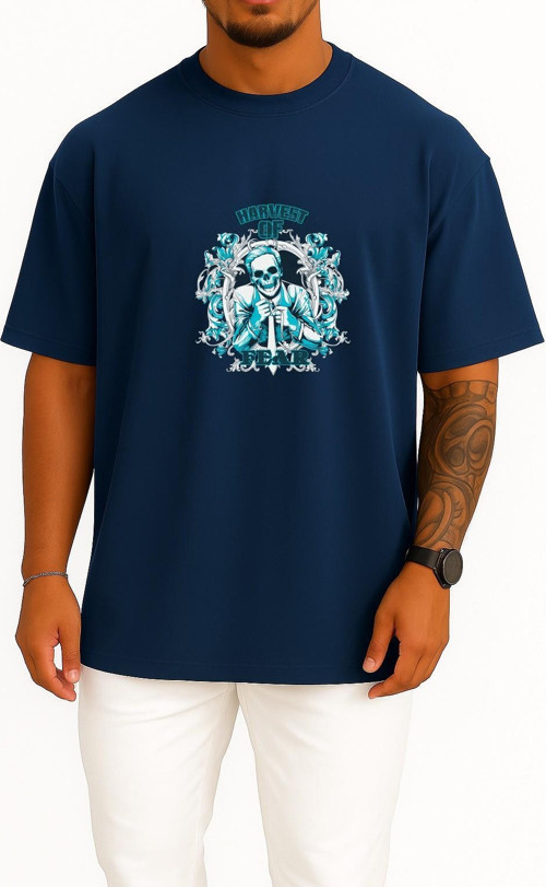 Oversize Harvest Of Fear Göğüs ve Sırt Tasarımlı Unisex T-Shirt