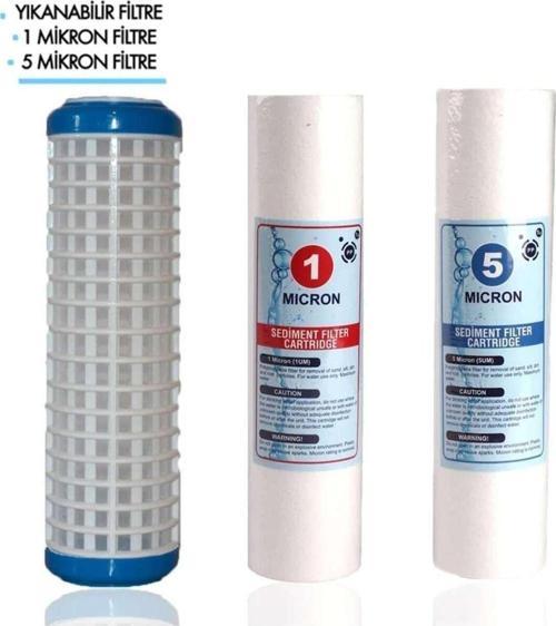 Daire Bina Sayaç Girişi 10" İnc 3 Aşama (Yıkanabilir , 1m Sediment , 5m Sediment) Yedek Filtre Seti