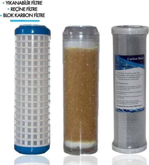 Daire Bina Sayaç Girişi 10" İnc 3 Aşama (Yıkanabilir , Reçine , Blok ) Yedek Filtre Seti