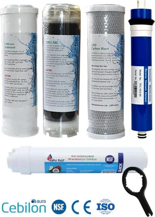 Ihlas Cebilon Su Arıtma Cihazı 80 GPD Domestic Membranlı 5 Aşama Filtre Bakım Seti