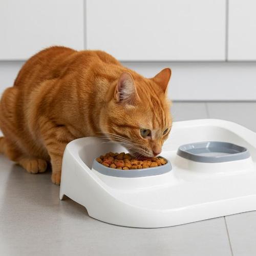 Büro Ev Ofis Evcil Hayvanı Kedi için 2PARÇA Gri Mikropet Mama Su Kabı Seti