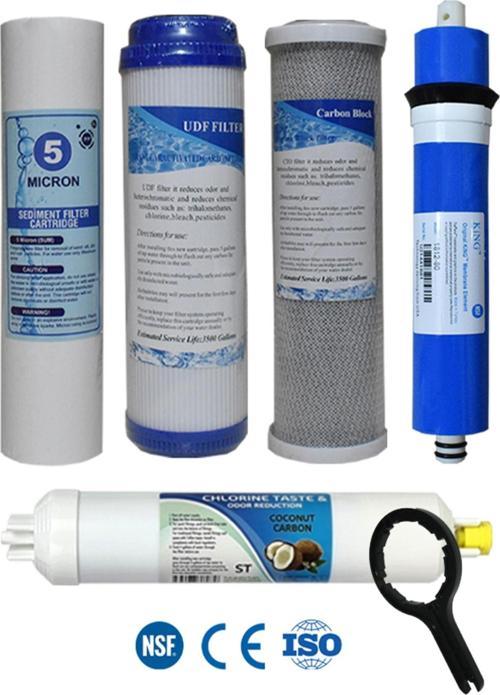 Açık Kasa Su Arıtma Cihazı Filtre Çift Karbonlu 5 Aşama 80 Gpd King Membranlı Filtre Seti