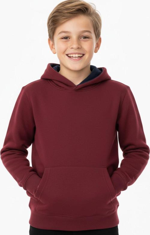 Erkek Çocuk Bordo Kapüşonlu Cepli 3 İplik Sweatshirt BGL-ST05002