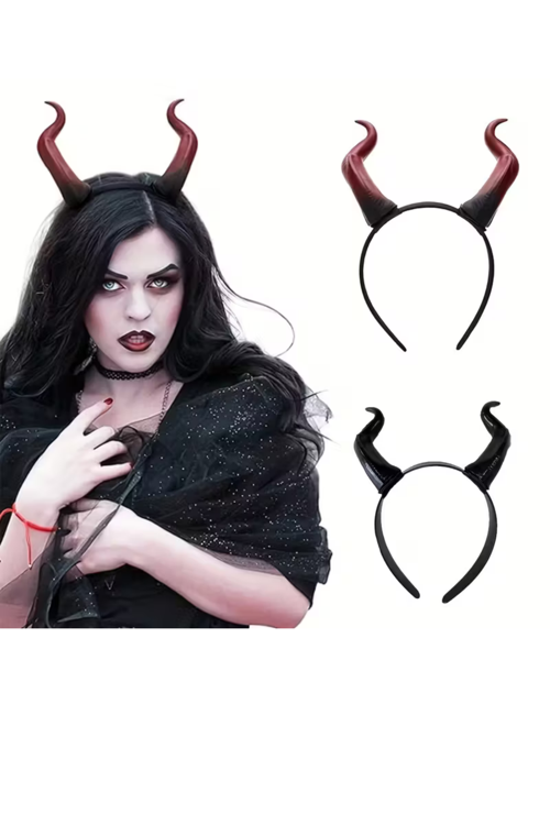 1 adet El Yapımı, Retro Punk Cadılar Bayramı Boynuz Başlık – Keçi Boynuzu Esintili Anime Pop Sanat Tasarım, Pluş Tüy Detaylı,-Siyah
