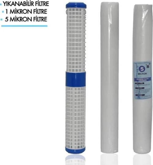 Daire Bina Sayaç Girişi 20" İnc 3 Aşama ( Yıkanabilir , 1m Sediment , 5m Sediment ) Yedek Filtre Seti