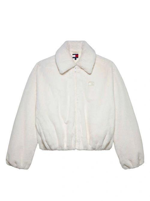 TJW Suni Kürk Kadın Beyaz Ceket DW0DW21669YBH