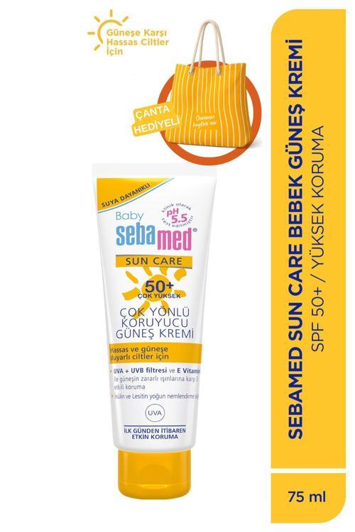 Baby SPF 50+ UVA - UVB Filtresi ve Çok Yönlü Koruyucu Çocuk Güneş Kremi 75ml-Plaj Çantası Hediyeli