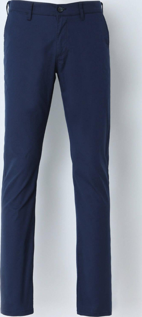 Gece Mavisi Düz Dokuma Slim Fit Casual Pamuk Karışımlı Pantolon