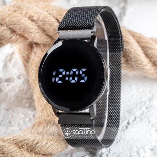 Black Watch Hasır Mıknatıslı Kordon Siyah Unisex Dokunmatik Kol Saati ST-303503