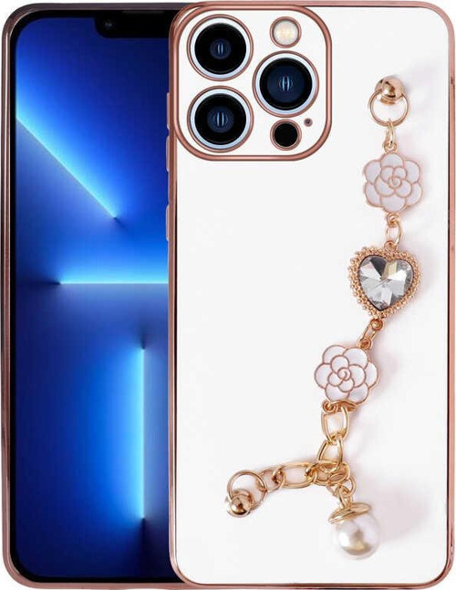 iPhone 12 Pro Max Uyumlu El Tutamaçlı Kamera Korumalı MKST Taka Silikon Kılıf-Beyaz