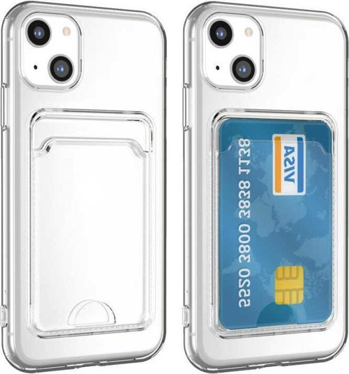 iPhone 14 Uyumlu Kartlıklı Şeffaf MKST Setra Clear Silikon Kılıf-Renksiz