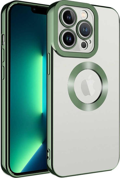 iPhone 13 Pro Max Uyumlu Kamera Korumalı Logo Gösteren MKST Omega Kılıf-Yeşil