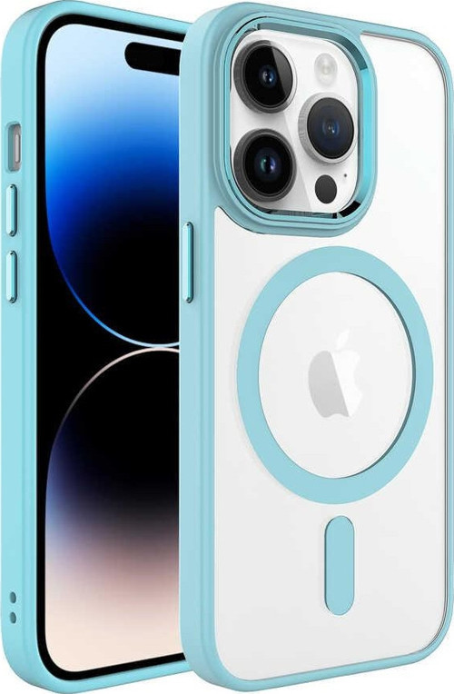 iPhone 14 Pro Uyumlu Wireless Şarj Özellikli MKST Krom Magsafe Silikon Kılıf-Yeşil
