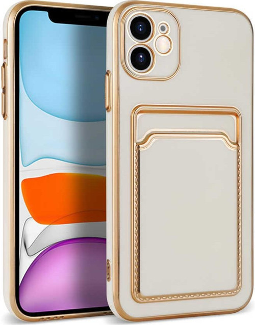 iPhone 11 Uyumlu MKST Bark Kartlıklı Kılıf-Beyaz