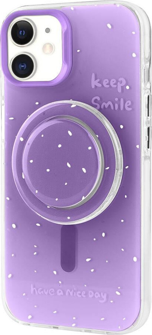 iPhone 11 MKST Magsafe Şarj Özellikli Tak-Çıkar Pop Soketli MKST Tiktok Kılıf-Mor