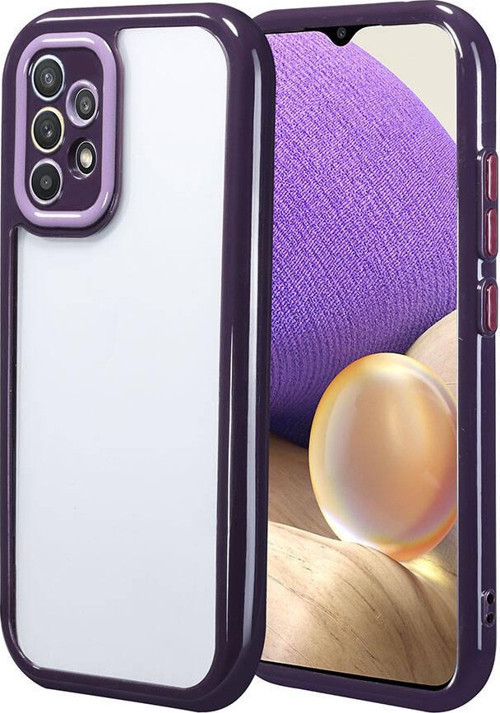 Galaxy A32 4G Kılıf Kamera Korumalı Renkli Kenar ve Çerçeve Tasarımlı MKST Vitamin Kapak-Derin Mor