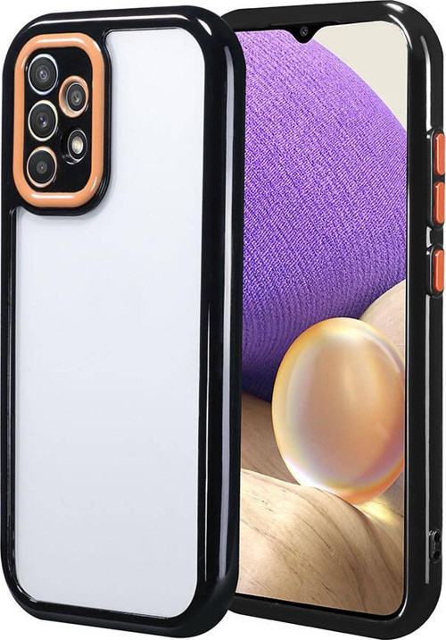 Galaxy A32 4G Kılıf Kamera Korumalı Renkli Kenar ve Çerçeve Tasarımlı MKST Vitamin Kapak-Siyah