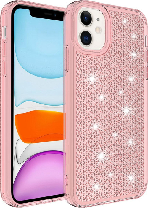 iPhone 11 Uyumlu AiHTTgli Parlak Tasarımlı MKST Snow Kılıf-Pembe