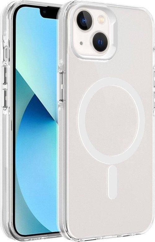 iPhone 15 Uyumlu MKST Magsafe Şarj Özellikli Buzlu Transparan C-Pro Sert Kılıf-Renksiz