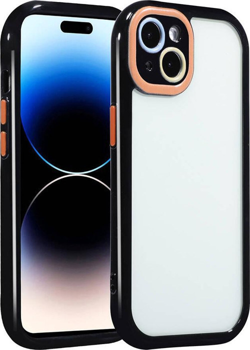 iPhone 13 Kılıf Kamera Korumalı Renkli Kenar ve Çerçeve Tasarımlı MKST Vitamin Kapak-Siyah