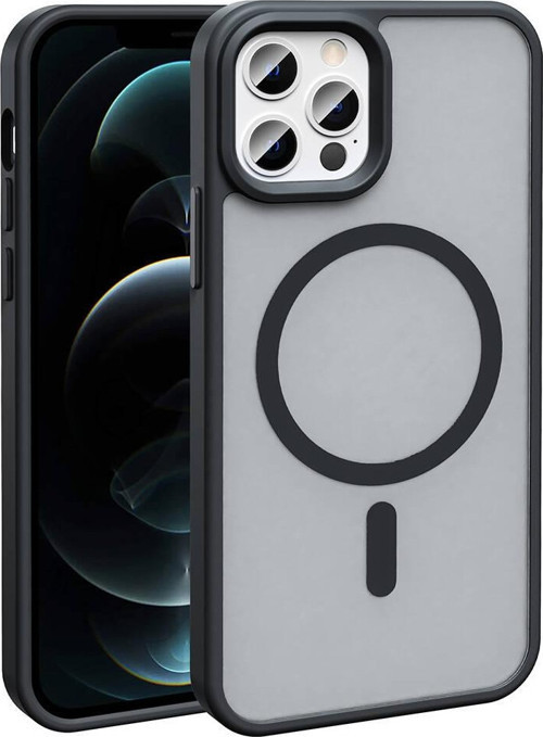 iPhone 13 Pro Kılıf Magsafe Şarj Özellikli Mat Arka Yüzey MKST Sio Kapak-Siyah