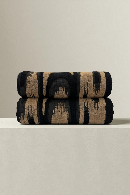 2'li Leopar Banyo Havlusu - 70x140cm, 490gr, %100pamuk, Spa Ve Otel Havlusu