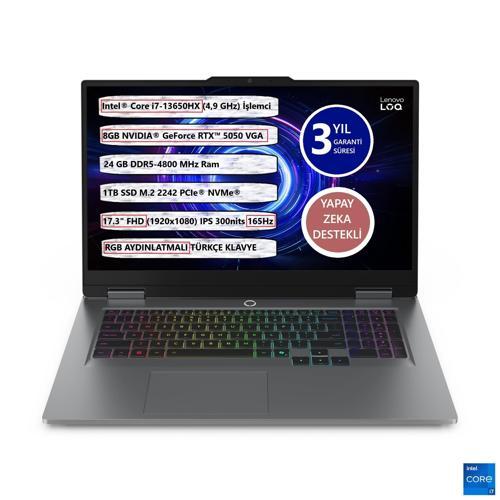 Loq 17IRX10 INTEL CORE I7-13650HX 24GB DDR5 1TB SSD 8 GB RTX 5050 17,3" 165 Hz Freedos 83JH006CTR Gaming Taşınabilir Bilgisayar