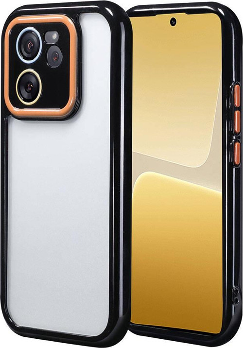 Xiaomi Mi 13T Pro Kılıf Kamera Korumalı Renkli Kenar ve Çerçeve Tasarımlı MKST Vitamin Kapak-Siyah