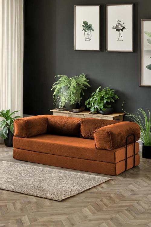 Legoom 90X200 Açılır Kanepe Yatak Olabilen Rahatlama , Aktivite Koltuğu, Turuncu-Kiremit 90X200