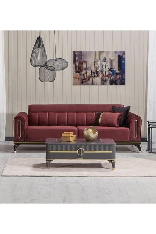 Bella Üçlü Koltuk - Patlıcan Moru