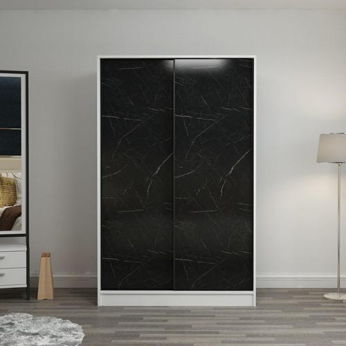 Kale 2 Kapaklı Sürgülü Dolap 120 Cm - Beyaz/Royal Mermer 190CM