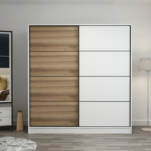 Kale 2 Kapaklı Sürgülü Dolap 180 Cm - Beyaz/Dore 210Cm