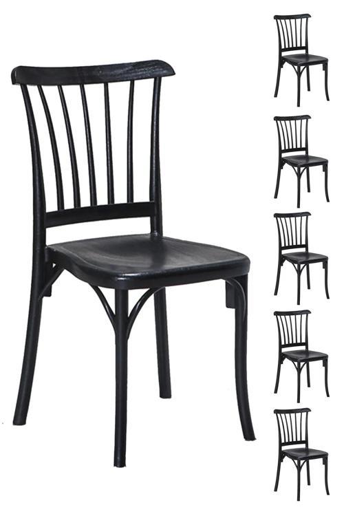 6 Adet Violet Siyah Sandalye / Balkon-Bahçe-Mutfak