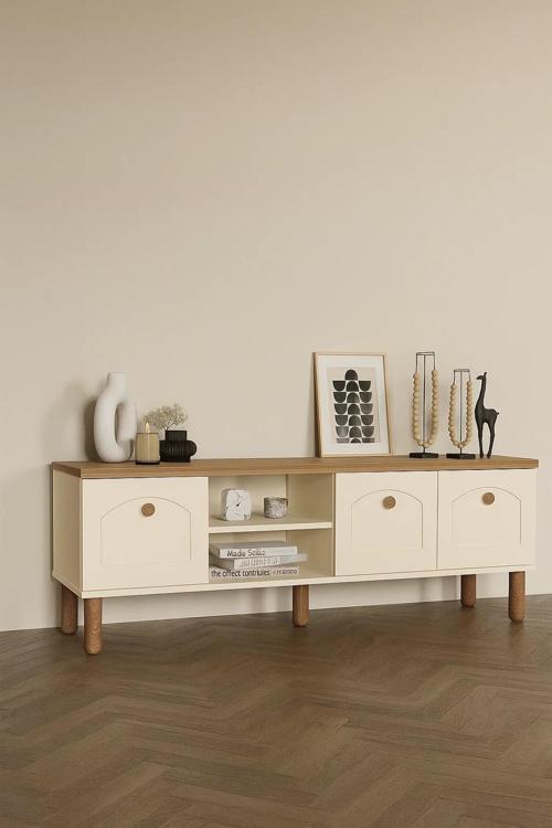 Bohem Krem Tv Ünitesi – 180 Cm – Modern Ve Şık Tasarım – Yüksek Ayaklı – Geniş Depolama Alanı