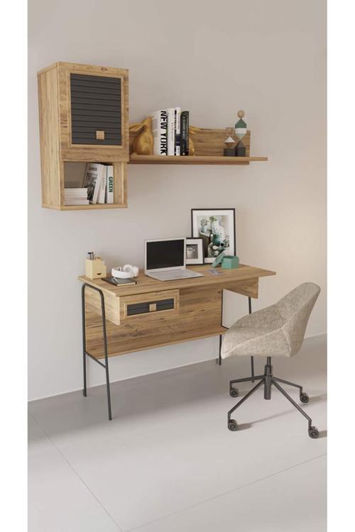 Arya Raflı 59X120 Cm Çalışma Masası Bilgisayar Masası Ofis Ders Yemek Masası Atlantik Çam