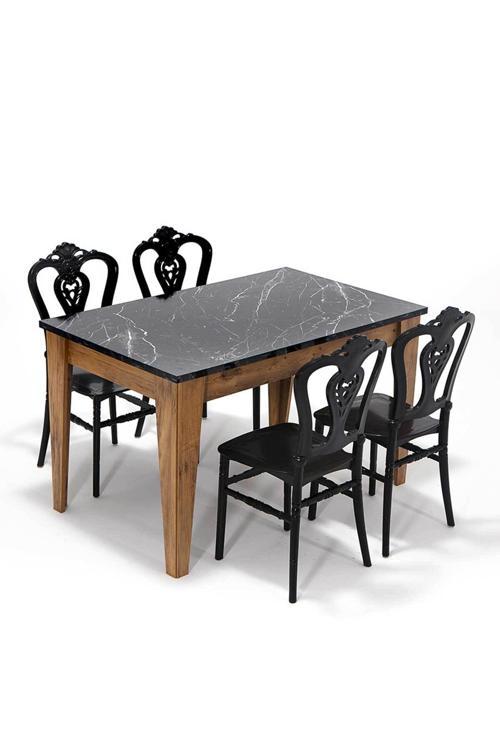 Avrupa / Carisma Mutfak Masa Takımı 1 Masa 4 Sandalye - Siyah