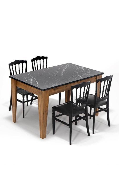 Avrupa / Miray Mutfak Masa Takımı 1 Masa 4 Sandalye - Siyah